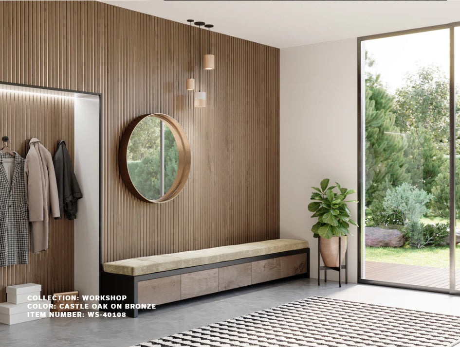 MDF Wall Slats WS-40108 CASTLE OAK ON BRONZE