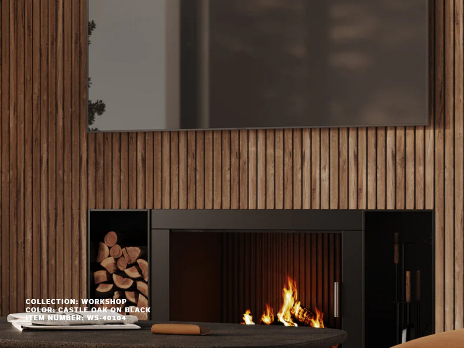 MDF Wall Slats WS-40104 CASTLE OAK ON BLACK Wall Slats 1.0