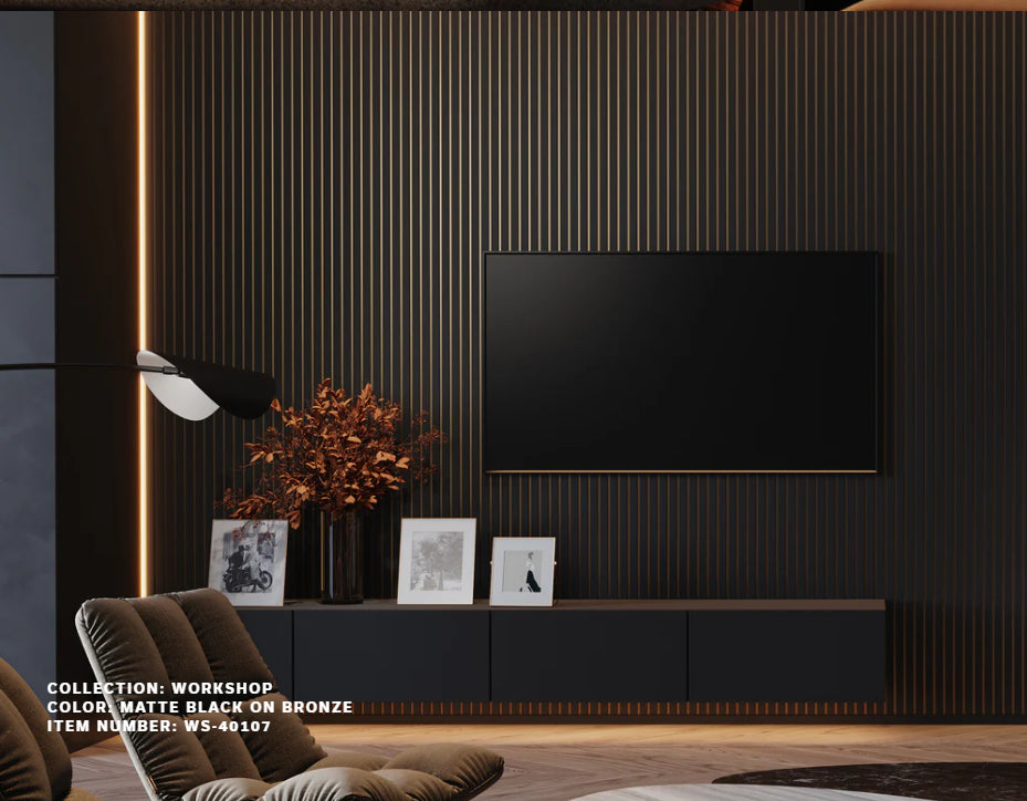 MDF Wall Slats WS-40107 MATTE BLACK ON BRONZE