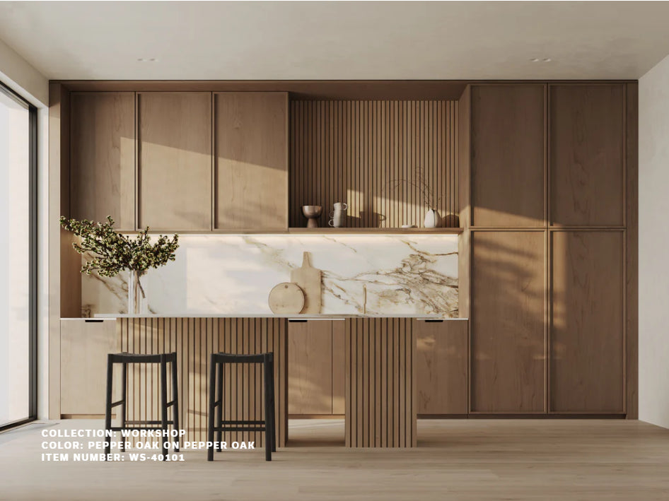 MDF Wall Slats WS-40101 PEPPER OAK ON PEPPER OAK Wall Slats 1.0